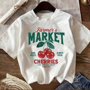 NEW BOUTIQUE FARMER'S MARKET CHERRIES STRETCH TEE